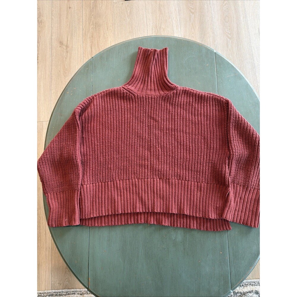 Madewell Cropped Turtleneck Sweater Size M Red Knit